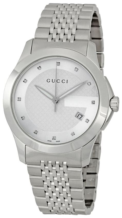 silver gucci watch black face|Gucci Watches for Men .